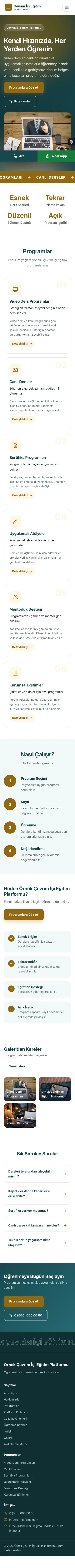 Hareketli Petrol Amber – Online Eğitim Platformu Web Sitesi mobil görünümü