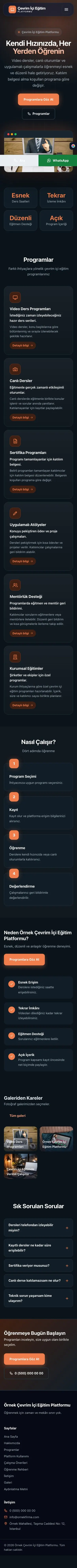 Koyu Modern Mavi Turuncu – Online Eğitim Platformu Web Sitesi mobil görünümü