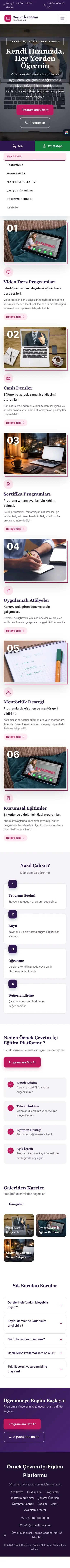 Zigzag Mor Pembe – Online Eğitim Platformu Web Sitesi mobil görünümü