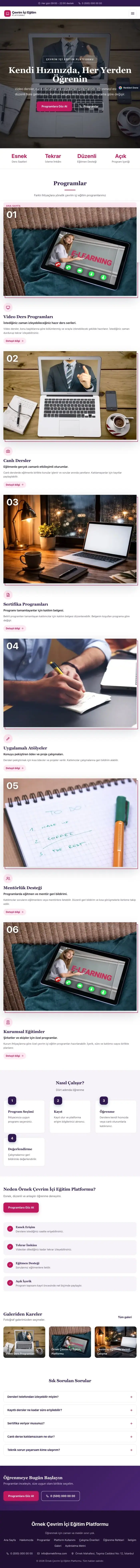 Zigzag Mor Pembe – Online Eğitim Platformu Web Sitesi tablet görünümü