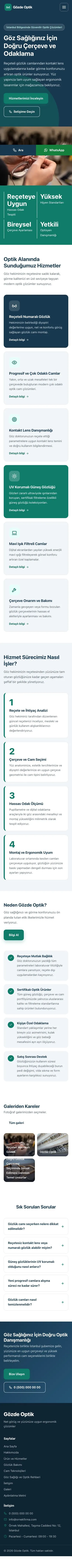 Blok Mavi Turkuaz – Optik Web Sitesi mobil görünümü
