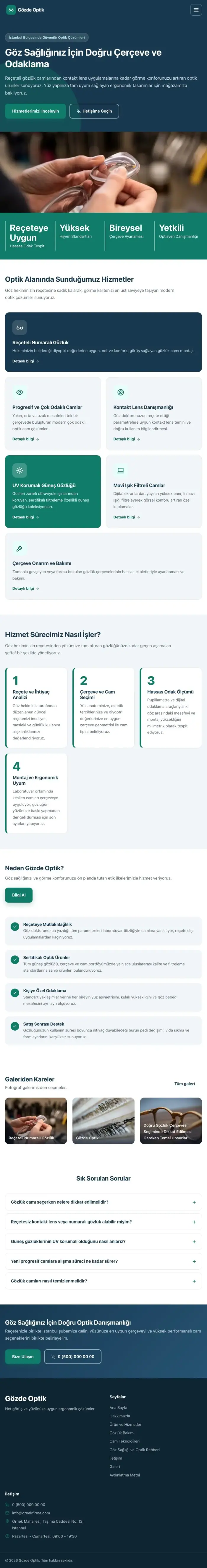 Blok Mavi Turkuaz – Optik Web Sitesi tablet görünümü