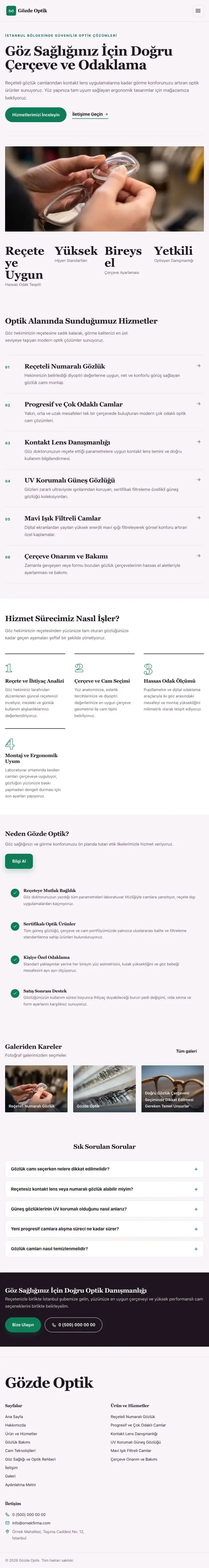 Editoryal Mor Turkuaz – Optik Web Sitesi tablet görünümü