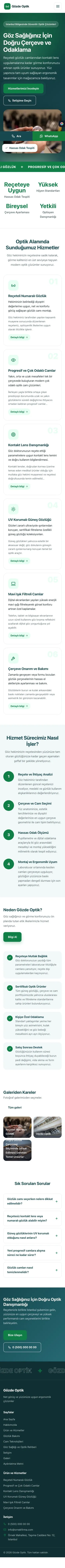 Hareketli Petrol Yeşil – Optik Web Sitesi mobil görünümü