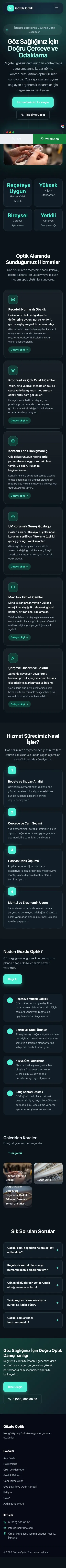 Koyu Modern Mavi Turkuaz – Optik Web Sitesi mobil görünümü