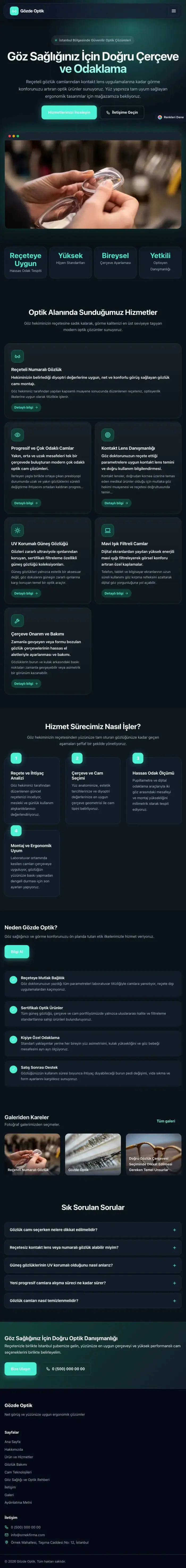 Koyu Modern Mavi Turkuaz – Optik Web Sitesi tablet görünümü