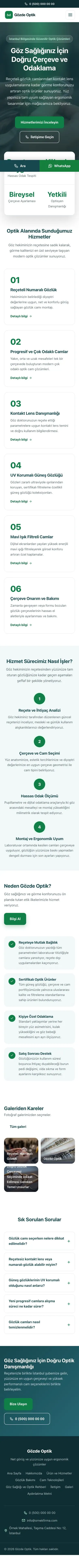 Merkez Petrol Yeşil – Optik Web Sitesi mobil görünümü