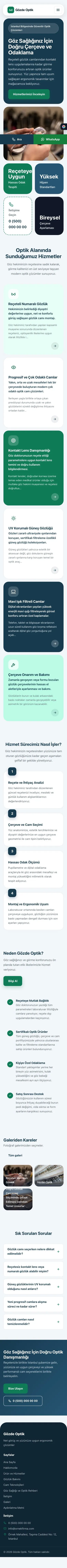 Mozaik Mavi Turkuaz – Optik Web Sitesi mobil görünümü