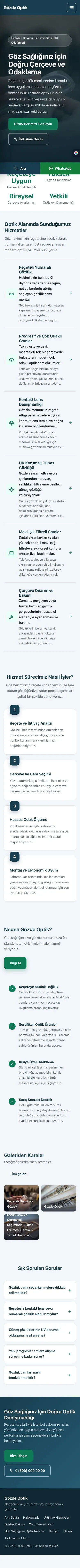 Sol Menü Mavi Turkuaz – Optik Web Sitesi mobil görünümü