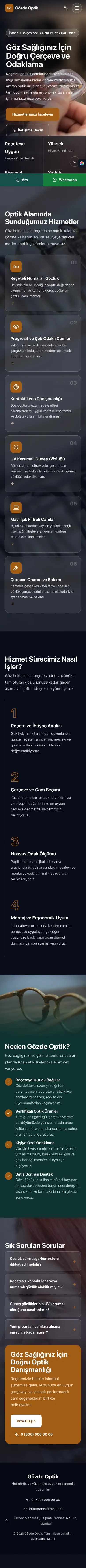 Tam Ekran Petrol Turuncu – Optik Web Sitesi mobil görünümü