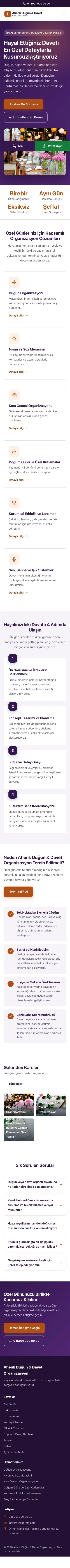 Klasik Mor Turuncu – Organizasyon ve Düğün Web Sitesi mobil görünümü