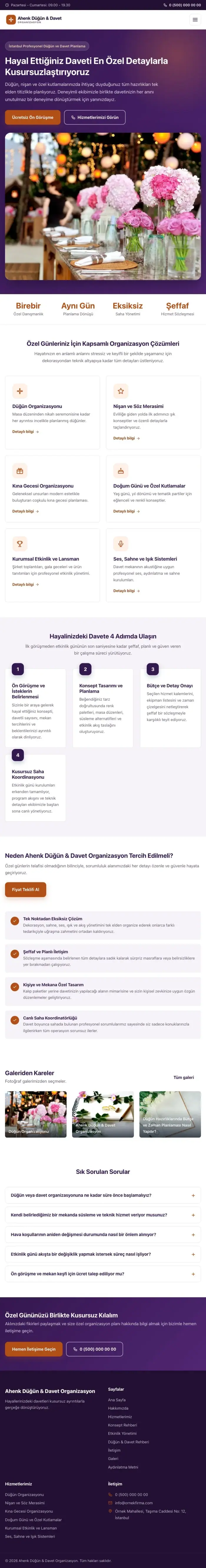 Klasik Mor Turuncu – Organizasyon ve Düğün Web Sitesi tablet görünümü