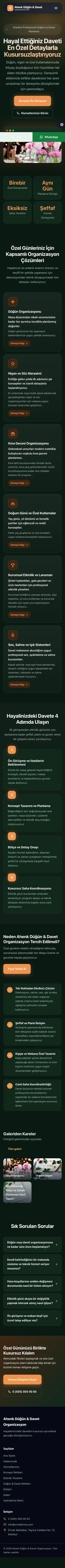 Koyu Modern Yeşil Turuncu – Organizasyon ve Düğün Web Sitesi mobil görünümü