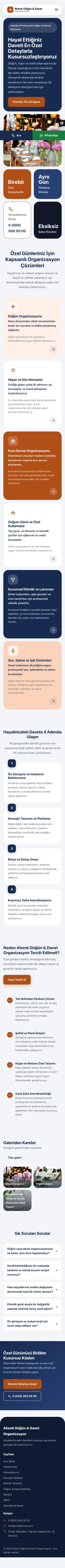 Mozaik Mavi Turuncu – Organizasyon ve Düğün Web Sitesi mobil görünümü