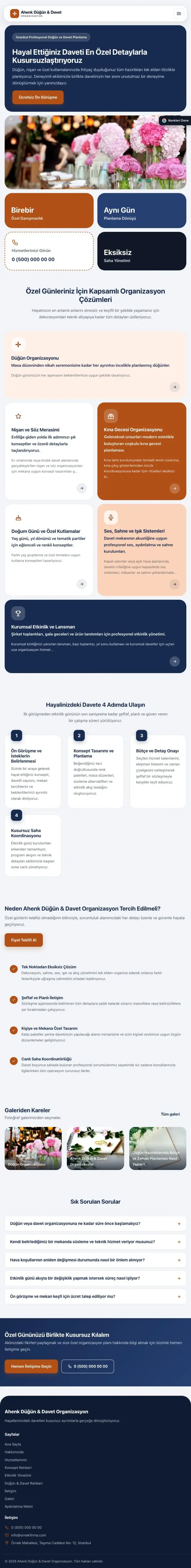 Mozaik Mavi Turuncu – Organizasyon ve Düğün Web Sitesi tablet görünümü