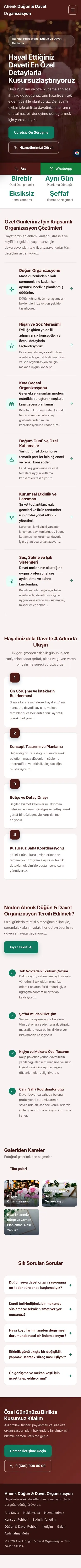 Sol Menü Bordo Turkuaz – Organizasyon ve Düğün Web Sitesi mobil görünümü