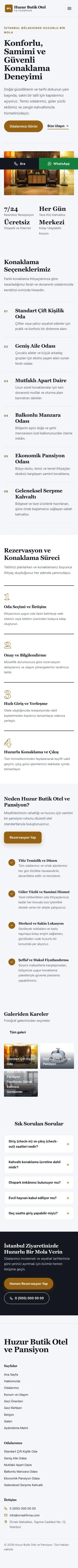Editoryal Mavi Turuncu II – Otel ve Pansiyon Web Sitesi mobil görünümü