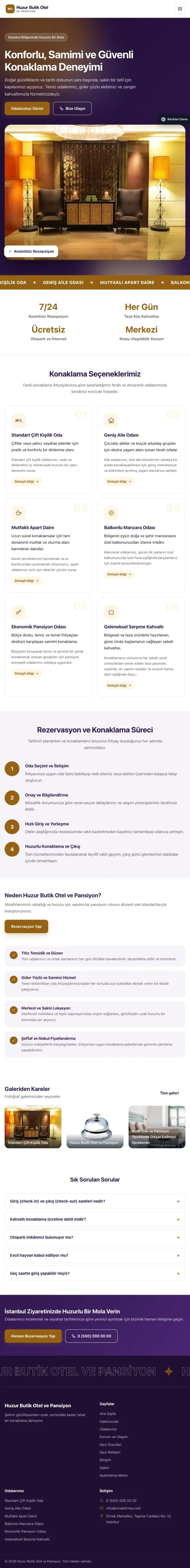 Hareketli Mor Turuncu – Otel ve Pansiyon Web Sitesi tablet görünümü