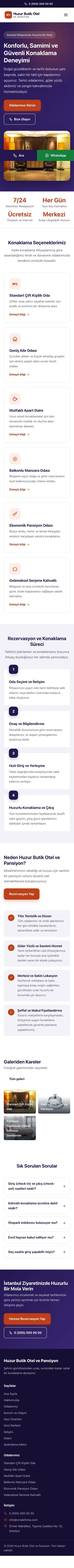 Klasik Lacivert Turuncu – Otel ve Pansiyon Web Sitesi mobil görünümü