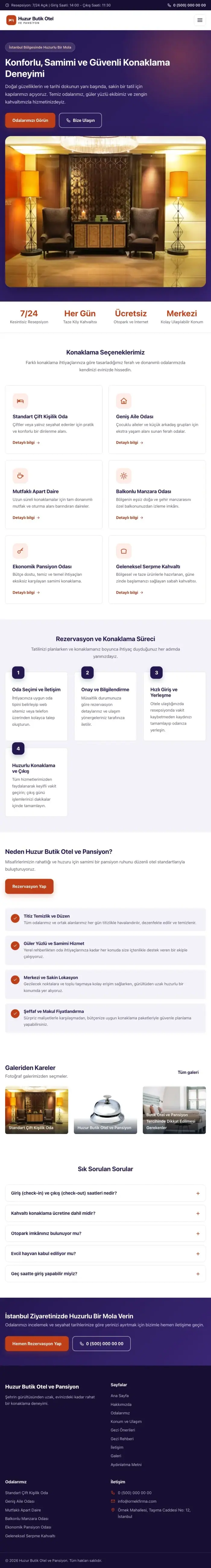Klasik Lacivert Turuncu – Otel ve Pansiyon Web Sitesi tablet görünümü