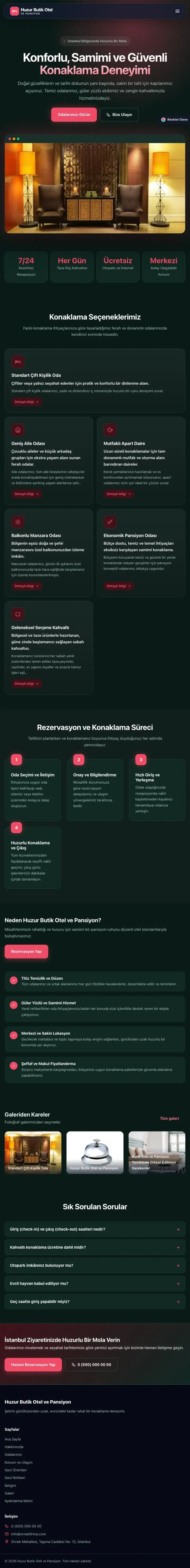 Koyu Modern Petrol Kırmızı – Otel ve Pansiyon Web Sitesi tablet görünümü