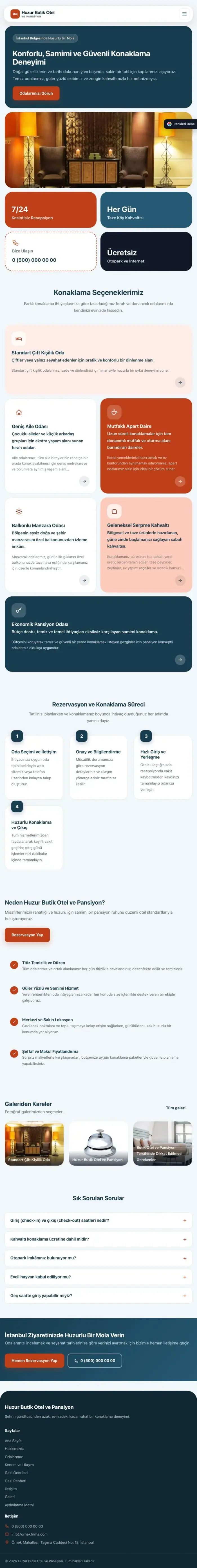 Mozaik Mavi Turuncu – Otel ve Pansiyon Web Sitesi tablet görünümü