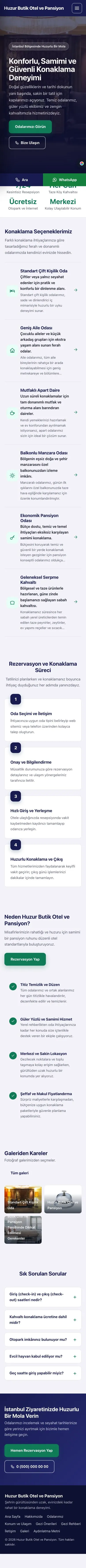 Sol Menü Lacivert Turkuaz – Otel ve Pansiyon Web Sitesi mobil görünümü