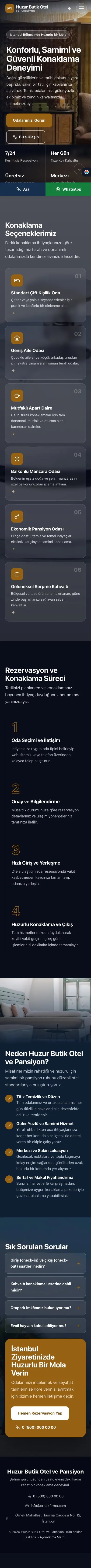 Tam Ekran Mavi Turuncu – Otel ve Pansiyon Web Sitesi mobil görünümü