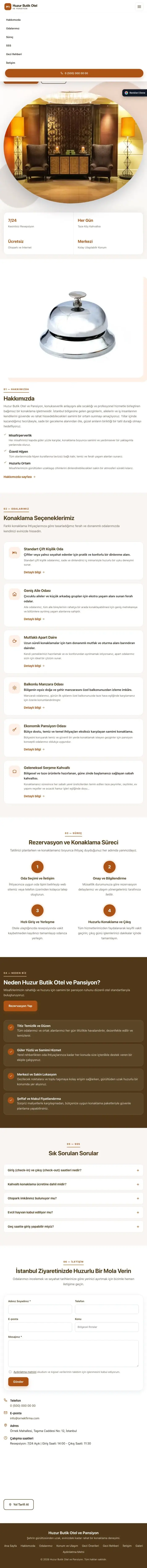 Tek Sayfa Kahve Turuncu – Otel ve Pansiyon Web Sitesi tablet görünümü