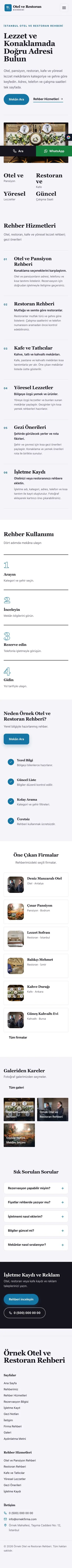 Dergi Editoryal Lacivert Mavi – Otel ve Restoran Rehberi Web Sitesi mobil görünümü