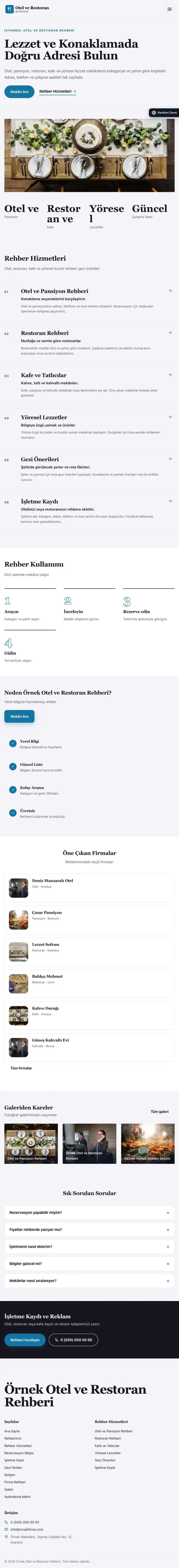 Dergi Editoryal Lacivert Mavi – Otel ve Restoran Rehberi Web Sitesi tablet görünümü
