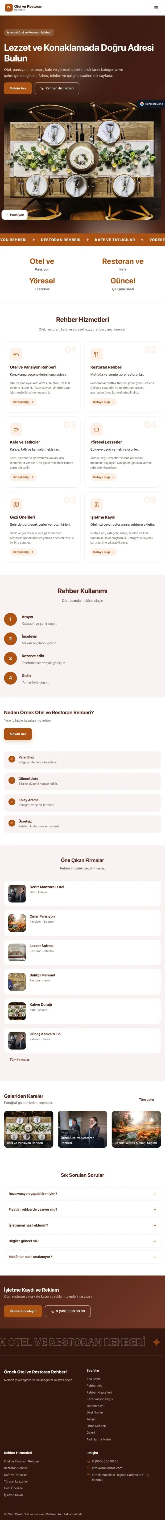 Hareketli Bordo Turuncu – Otel ve Restoran Rehberi Web Sitesi tablet görünümü