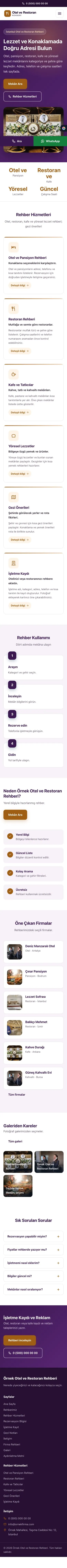 Klasik Mor Turuncu – Otel ve Restoran Rehberi Web Sitesi mobil görünümü