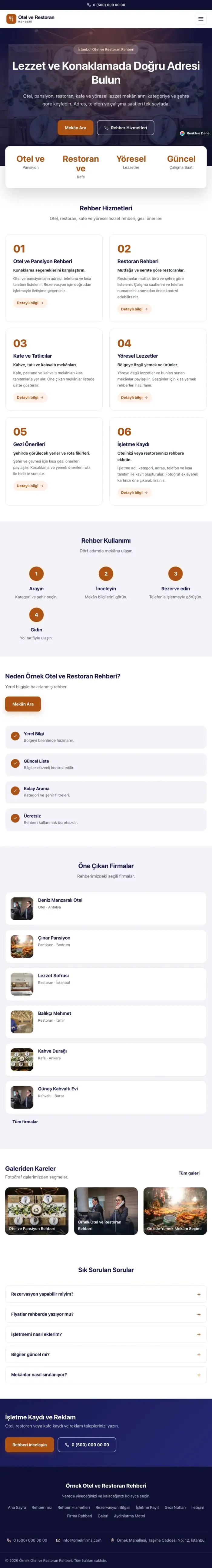 Merkez Lacivert Turuncu – Otel ve Restoran Rehberi Web Sitesi tablet görünümü