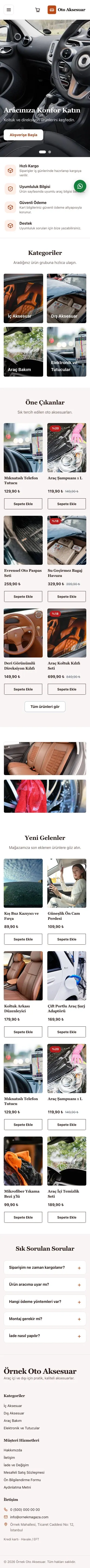Butik Bordo Turuncu – Oto Aksesuar Mağazası E-ticaret Sitesi mobil görünümü
