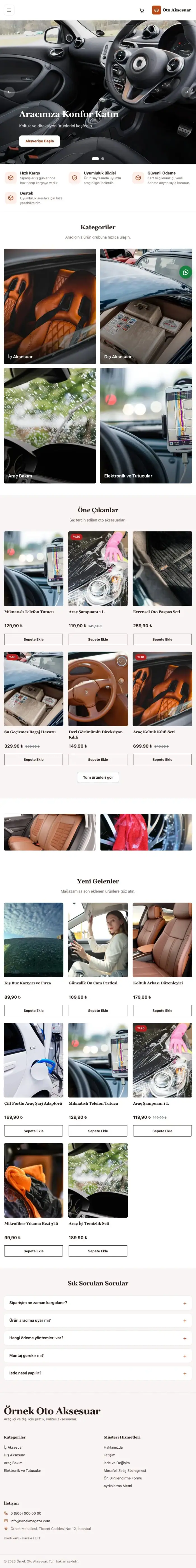 Butik Bordo Turuncu – Oto Aksesuar Mağazası E-ticaret Sitesi tablet görünümü