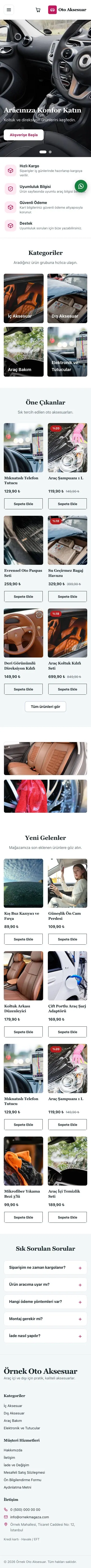 Butik Mavi Pembe – Oto Aksesuar Mağazası E-ticaret Sitesi mobil görünümü