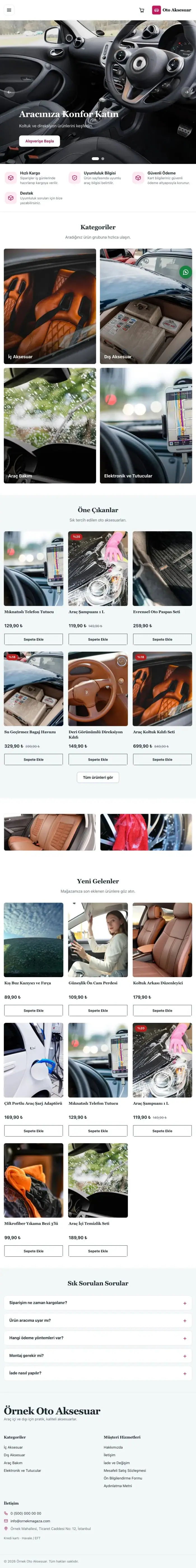 Butik Mavi Pembe – Oto Aksesuar Mağazası E-ticaret Sitesi tablet görünümü