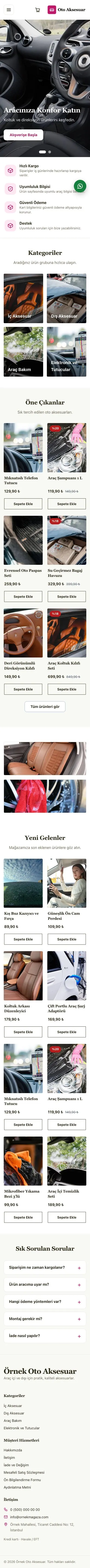 Butik Zeytin Pembe – Oto Aksesuar Mağazası E-ticaret Sitesi mobil görünümü