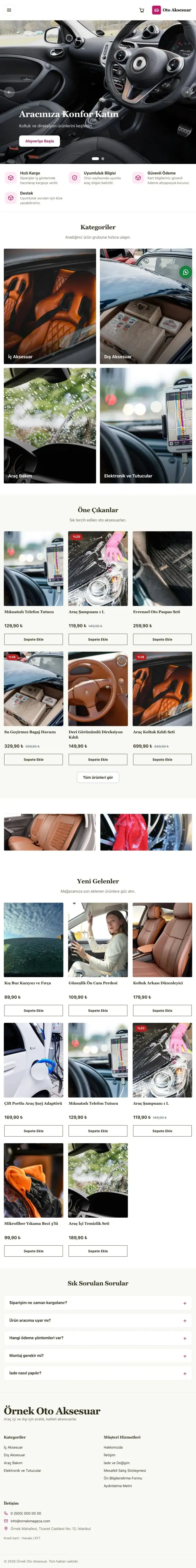 Butik Zeytin Pembe – Oto Aksesuar Mağazası E-ticaret Sitesi tablet görünümü