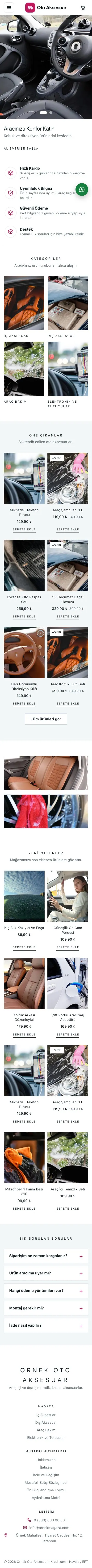 Galeri Mavi Pembe – Oto Aksesuar Mağazası E-ticaret Sitesi mobil görünümü