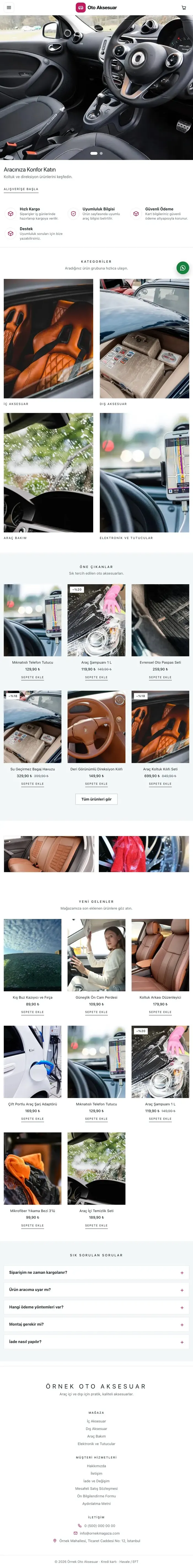 Galeri Mavi Pembe – Oto Aksesuar Mağazası E-ticaret Sitesi tablet görünümü
