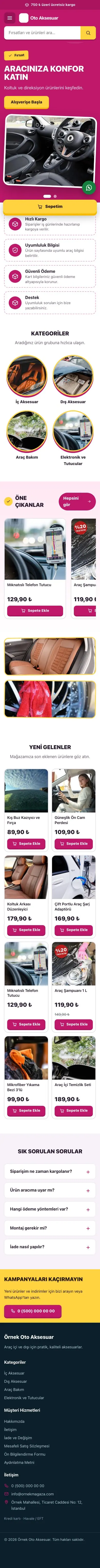Kampanya Mor Pembe – Oto Aksesuar Mağazası E-ticaret Sitesi mobil görünümü