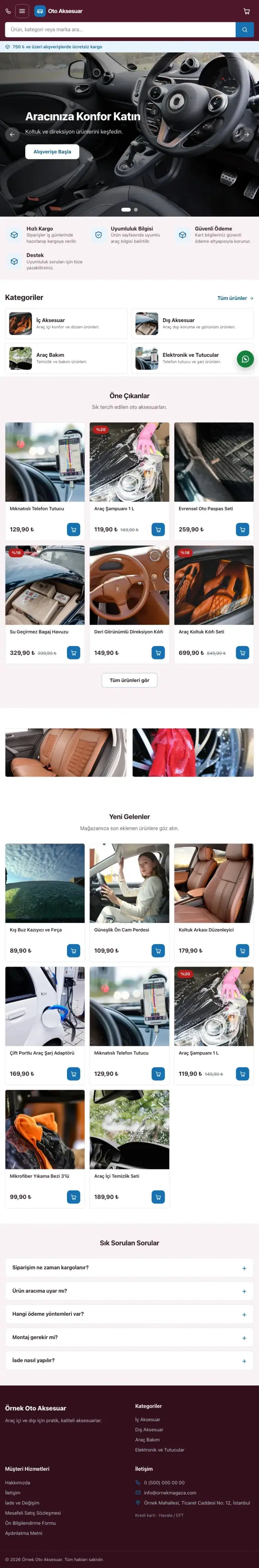 Market Bordo Mavi – Oto Aksesuar Mağazası E-ticaret Sitesi tablet görünümü