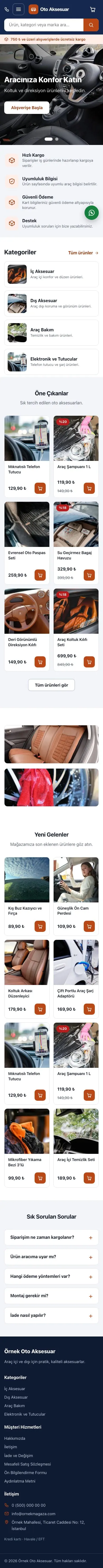 Market Mavi Turuncu – Oto Aksesuar Mağazası E-ticaret Sitesi mobil görünümü