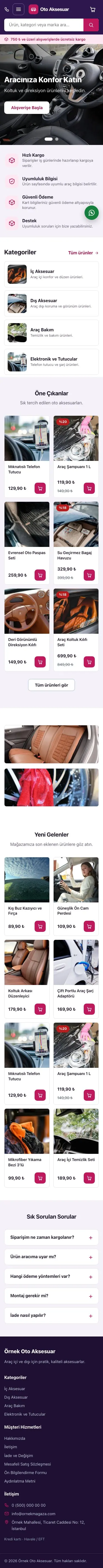 Market Mor Pembe – Oto Aksesuar Mağazası E-ticaret Sitesi mobil görünümü