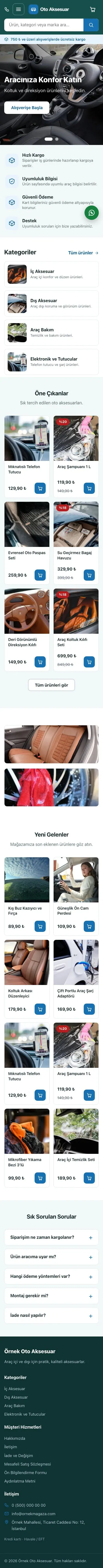 Market Petrol Mavi – Oto Aksesuar Mağazası E-ticaret Sitesi mobil görünümü