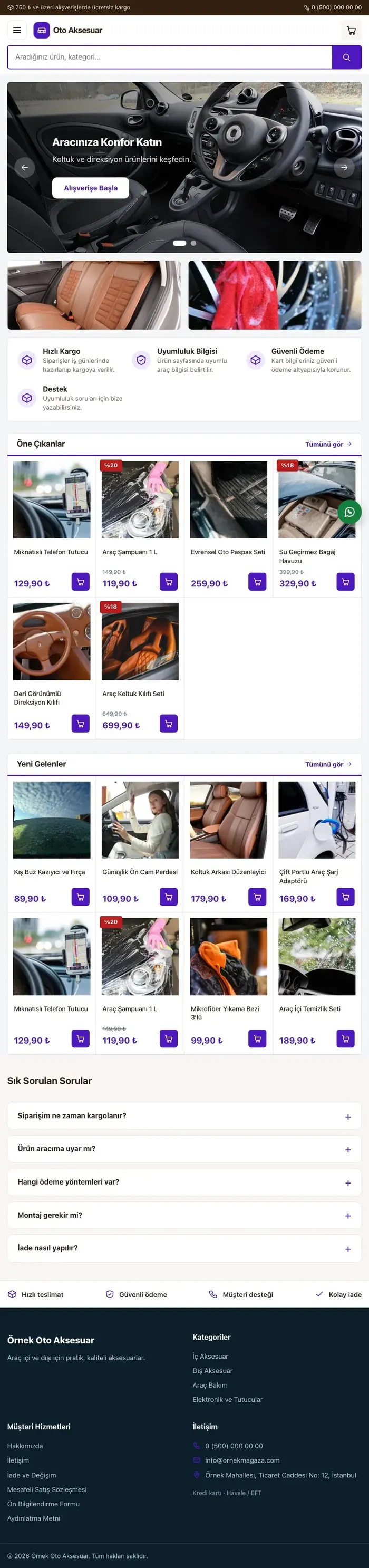 Pazar Yeri Kahve Mor – Oto Aksesuar Mağazası E-ticaret Sitesi tablet görünümü