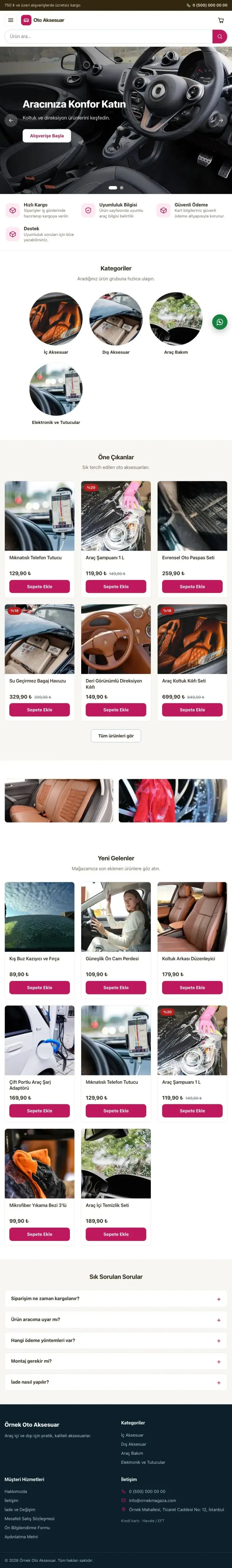 Vitrin Kahve Pembe – Oto Aksesuar Mağazası E-ticaret Sitesi tablet görünümü
