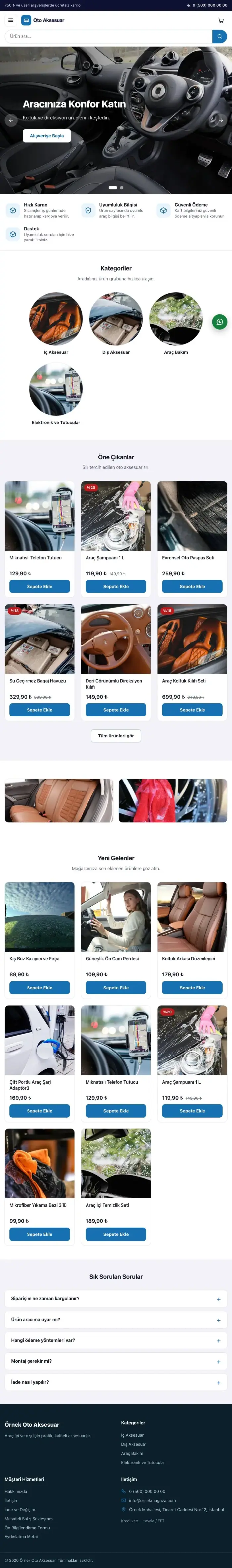 Vitrin Lacivert Mavi – Oto Aksesuar Mağazası E-ticaret Sitesi tablet görünümü